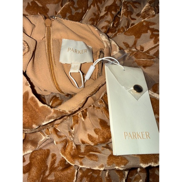 PARKER The Gianna Flocked Velvet Leaf‎ Print Long Sleeve Minidress Size 14 - Picture 11 of 12